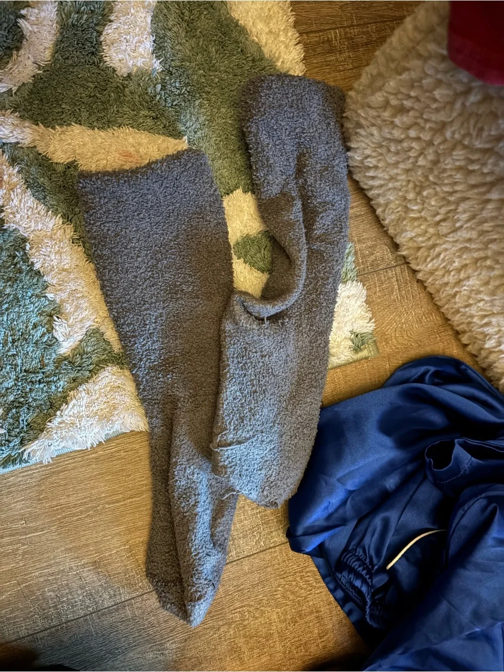 Women's Plush Gray Fuzzy Knee-High Socks